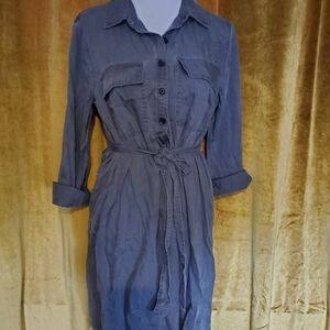 GAP Long Sleeve Gray Button-Up Dress